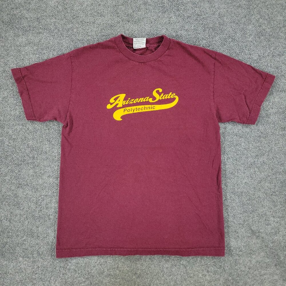 Arizona State Polytechnic Shirt Men's Medium Red Burgundy NCAA Short Sleeve VTG